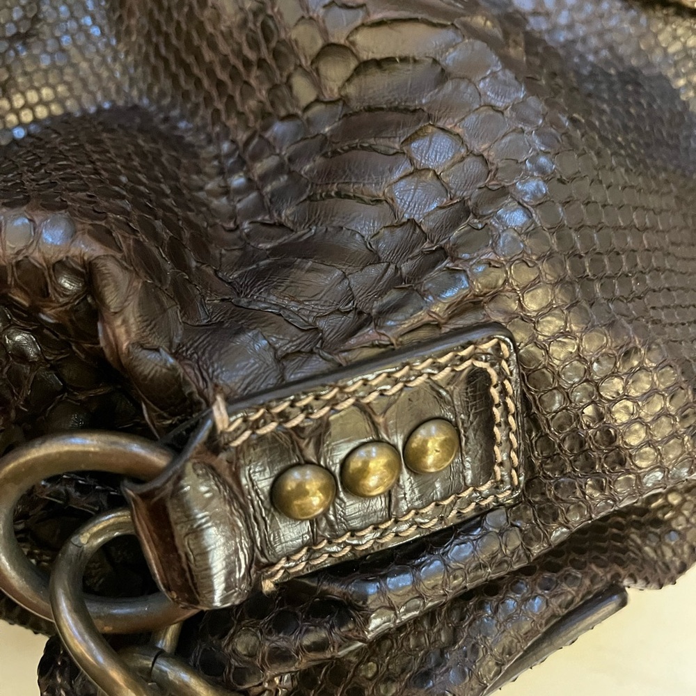 Jane August Authentic Python Chocolate Brown Draw… - image 6